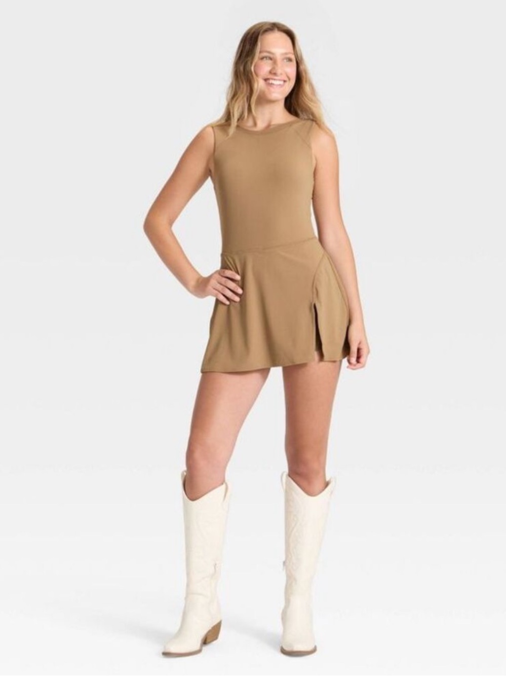JoyLab Tan / Sandy Brown Active Skort Dress